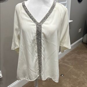 Tracy Reese Cream silk Blouse with metal necklace-like trim